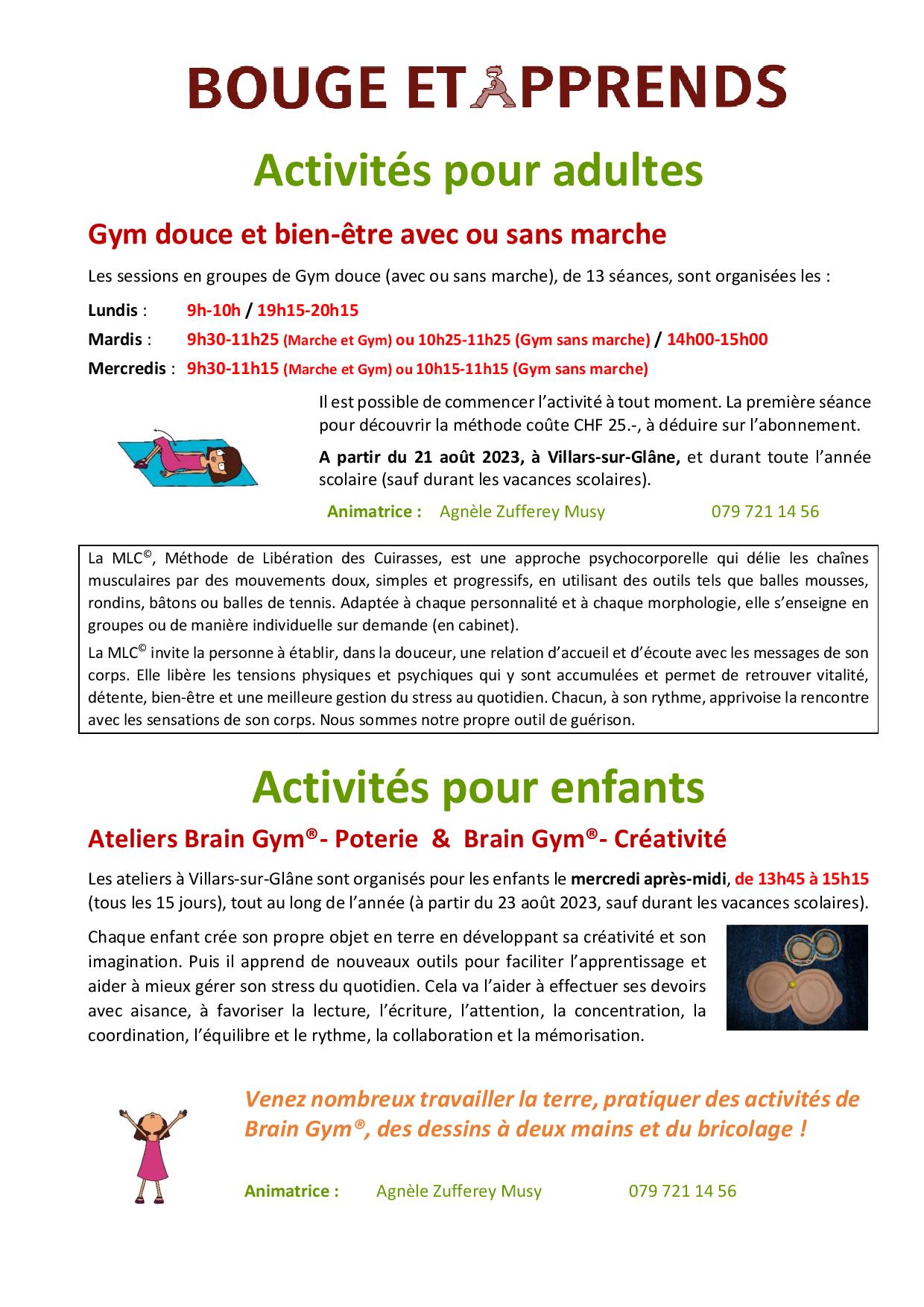 Activités Automne 2023 Flyer ecoles VSG 1