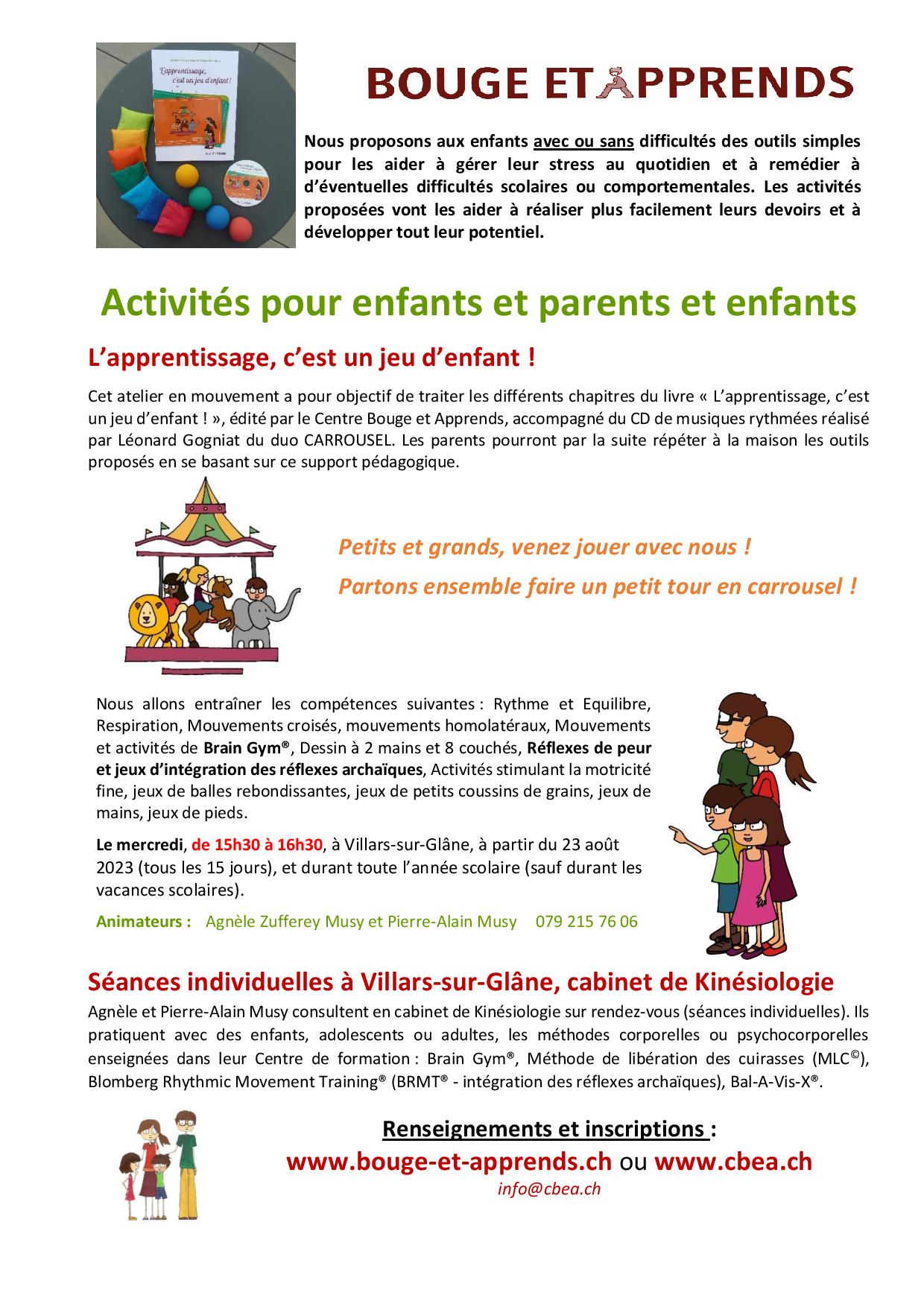 Activités Automne 2023 Flyer ecoles VSG 2