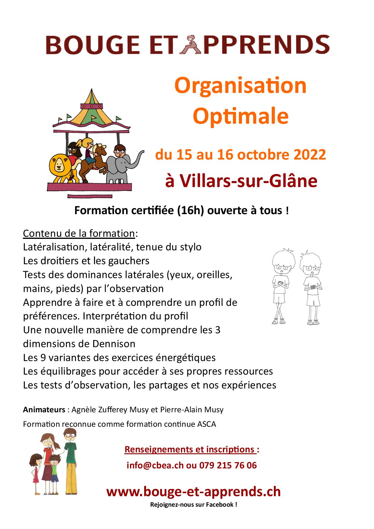 Organisation Optimale VSG 15 16 octobre 2022